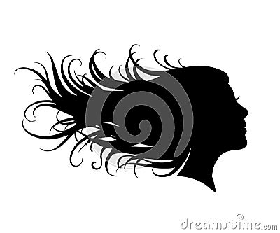 Silhouette hair girl, salon logo sign - for stock Vector Illustration
